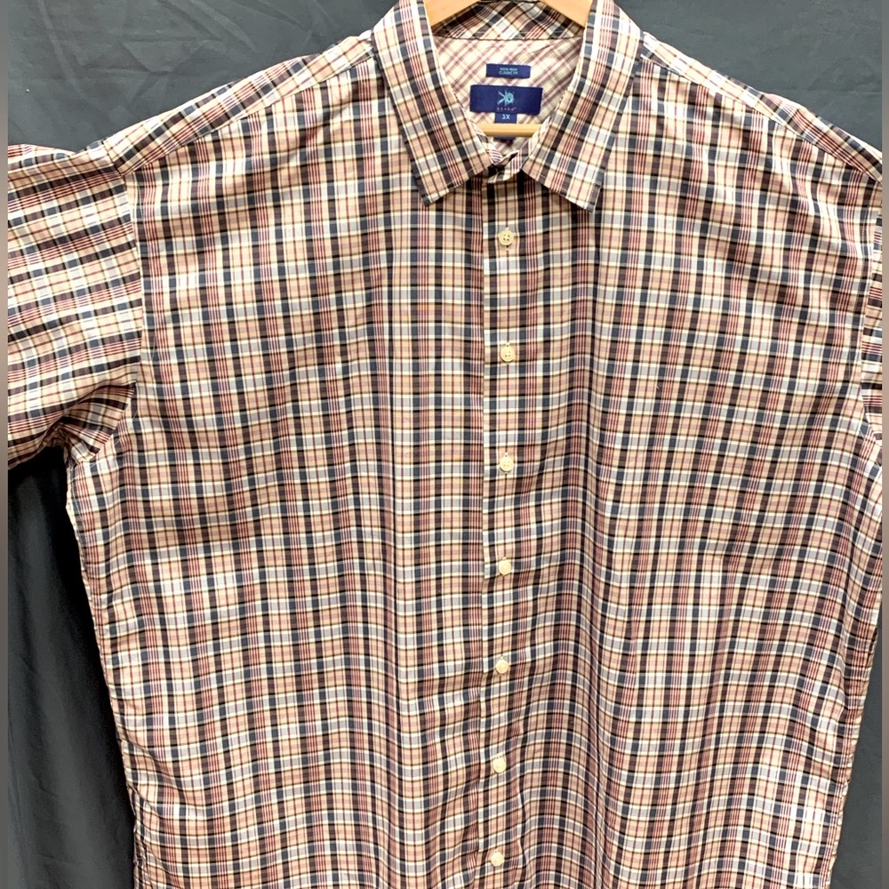 EGARA men’s 100% cotton striped long sleeve button down plaid dress shirt sz 3x